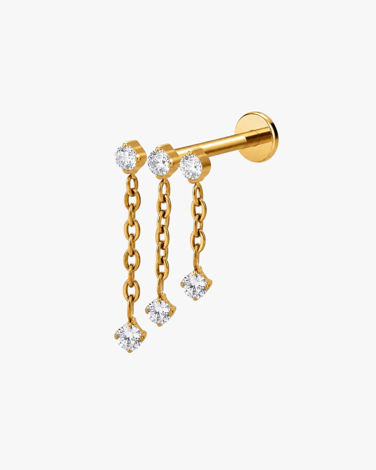 Titanium Chain Drop Piercing – Huv | Flat Back Cartilage Earring
