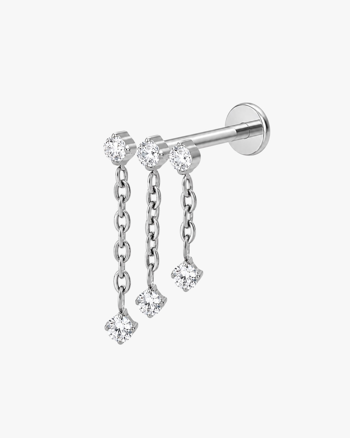 Titanium Chain Drop Piercing – Huv | Flat Back Cartilage Earring