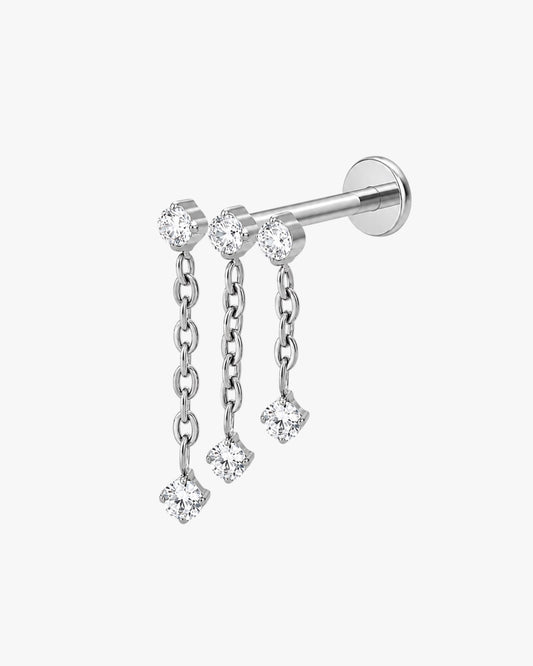 Titanium Chain Drop Piercing – Huv | Flat Back Cartilage Earring