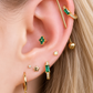 Jarix Stud – Green Flower Crystal Flat Back Cartilage Piercing