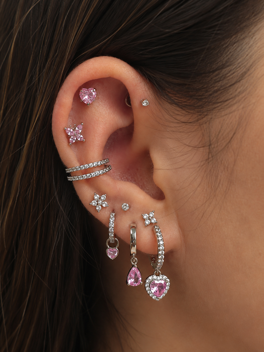 Sway Heart Crystal Stud – Flat Back Cartilage Earring