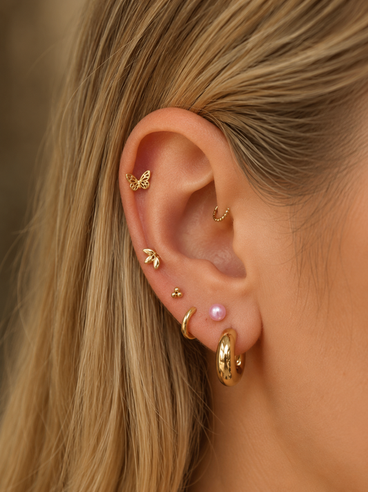 Gleam Pink Pearl Stud – Flat Back Cartilage Earring