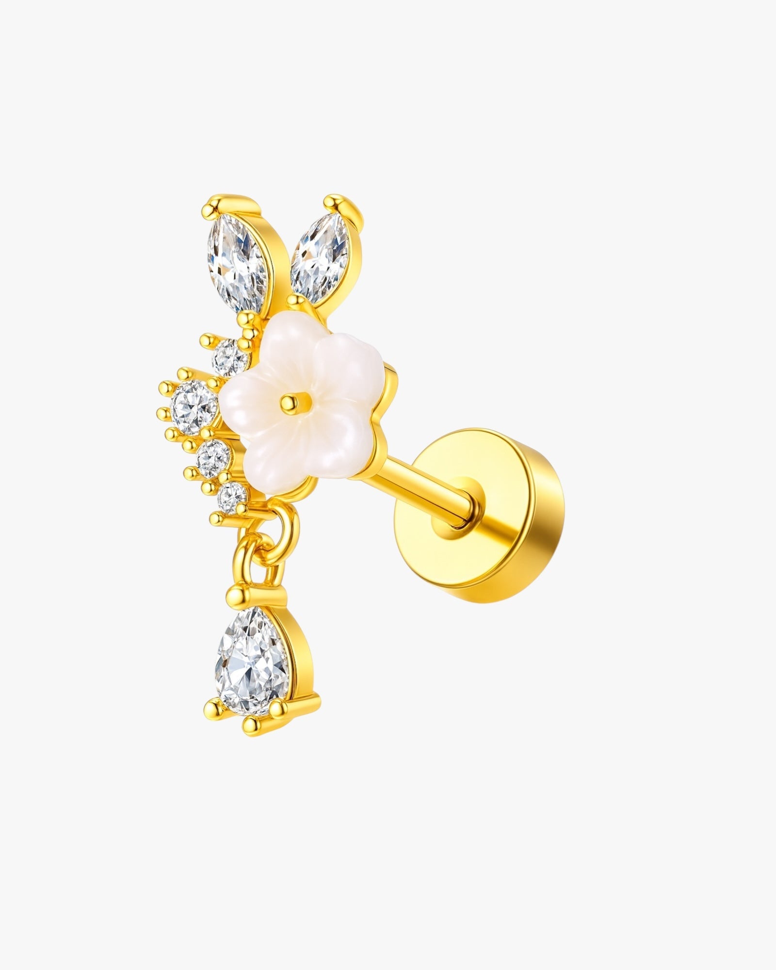 Stainless steel ball stud piercing in gold – Azores