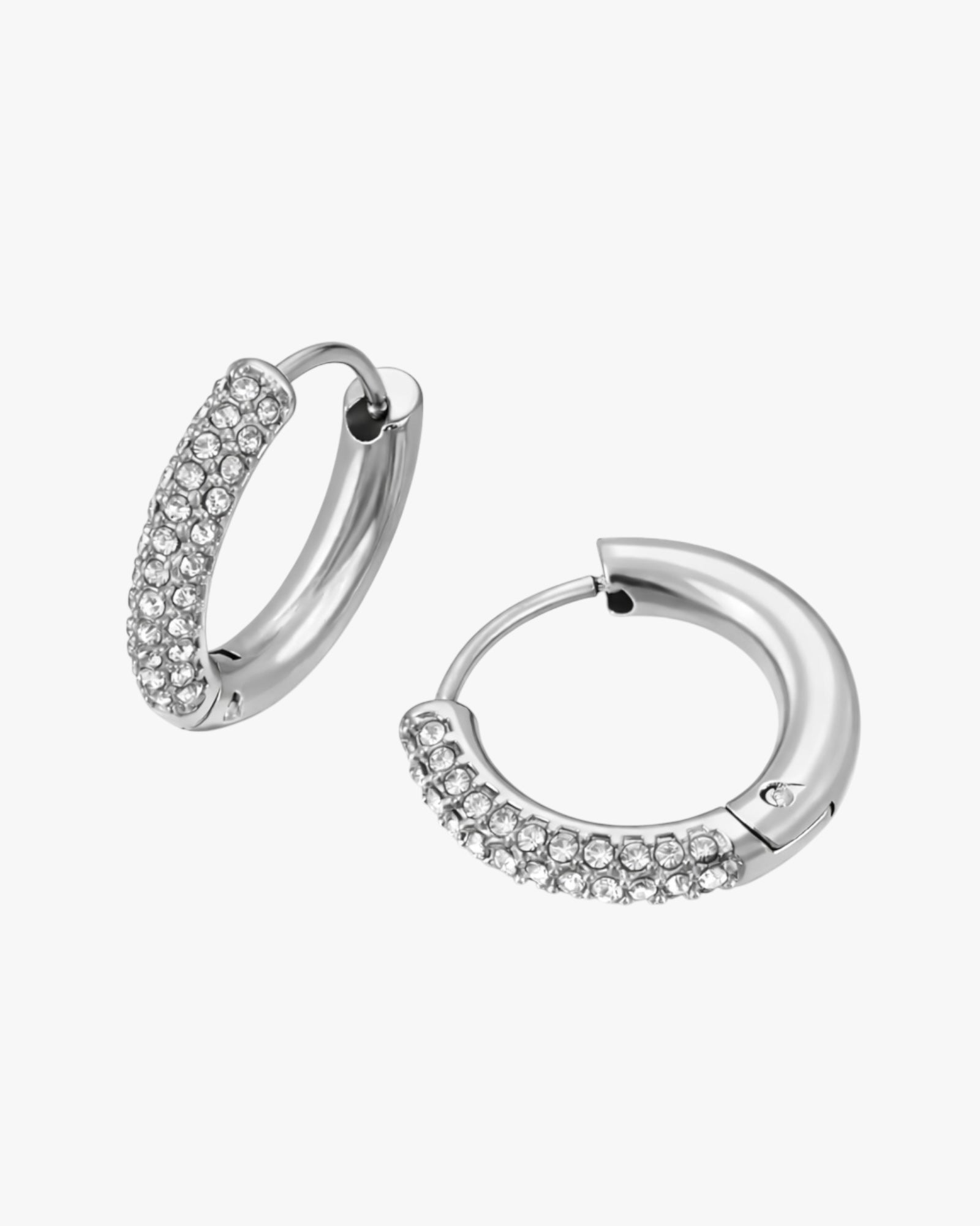 Gold plated pavé crystal hoop earrings in silver – Bari