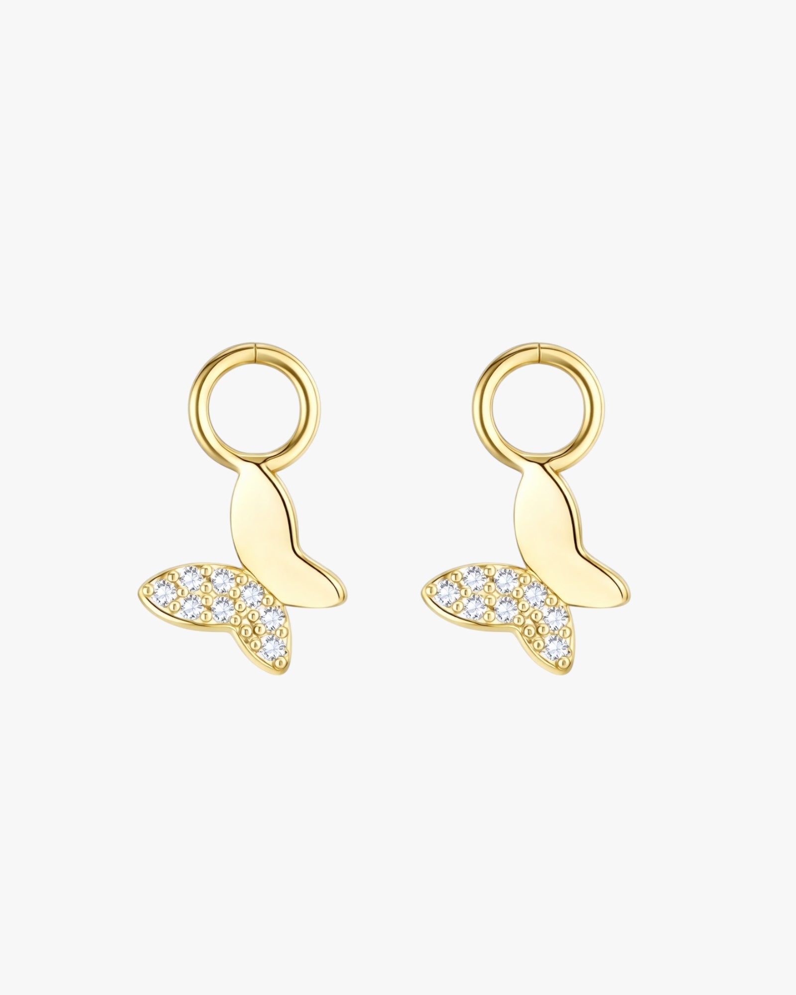Gold plated butterfly crystal hoop earring charms – Marivelle