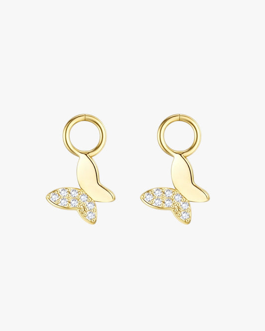 Gold plated butterfly crystal hoop earring charms – Marivelle