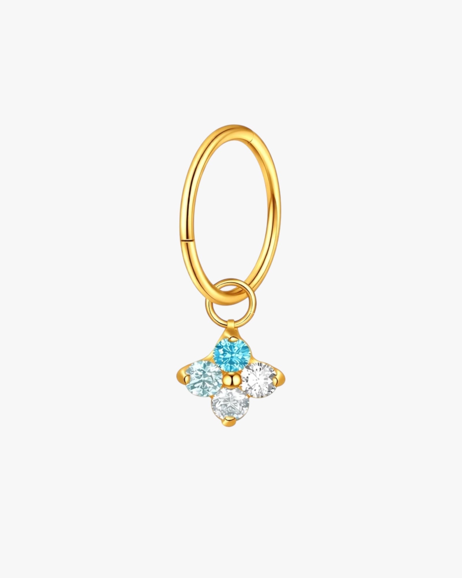Blue Crystal Cluster Charm Titanium Hinged Hoop 16G 6mm – Atacama