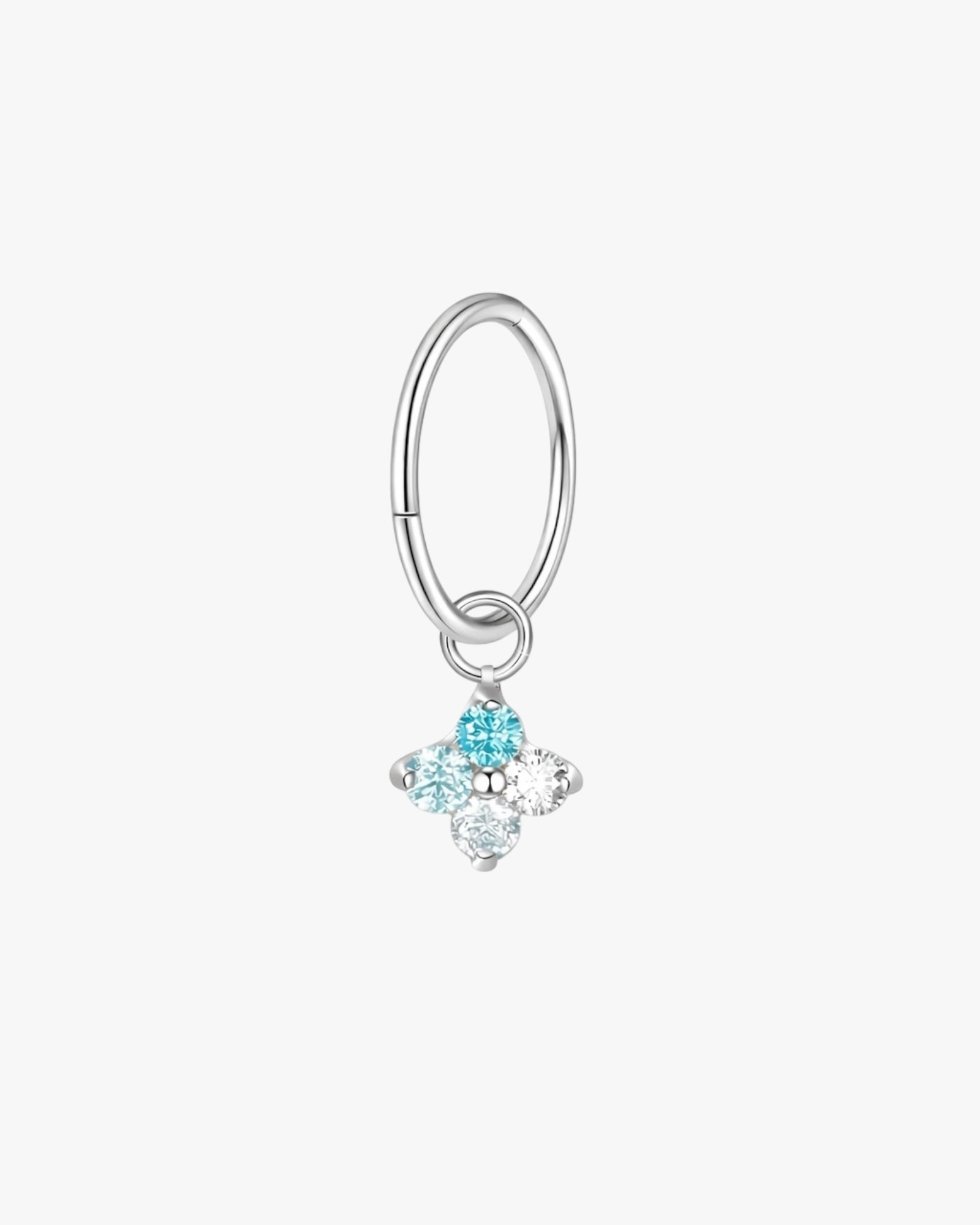 Blue Crystal Cluster Charm Titanium Hinged Hoop 16G 6mm – Atacama