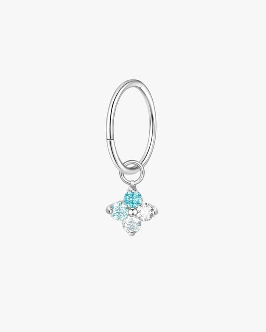 Blue Crystal Cluster Charm Titanium Hinged Hoop 16G 6mm – Atacama