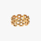 Chunky chain link ring with tarnish-resistant 18K gold plating for everyday wear