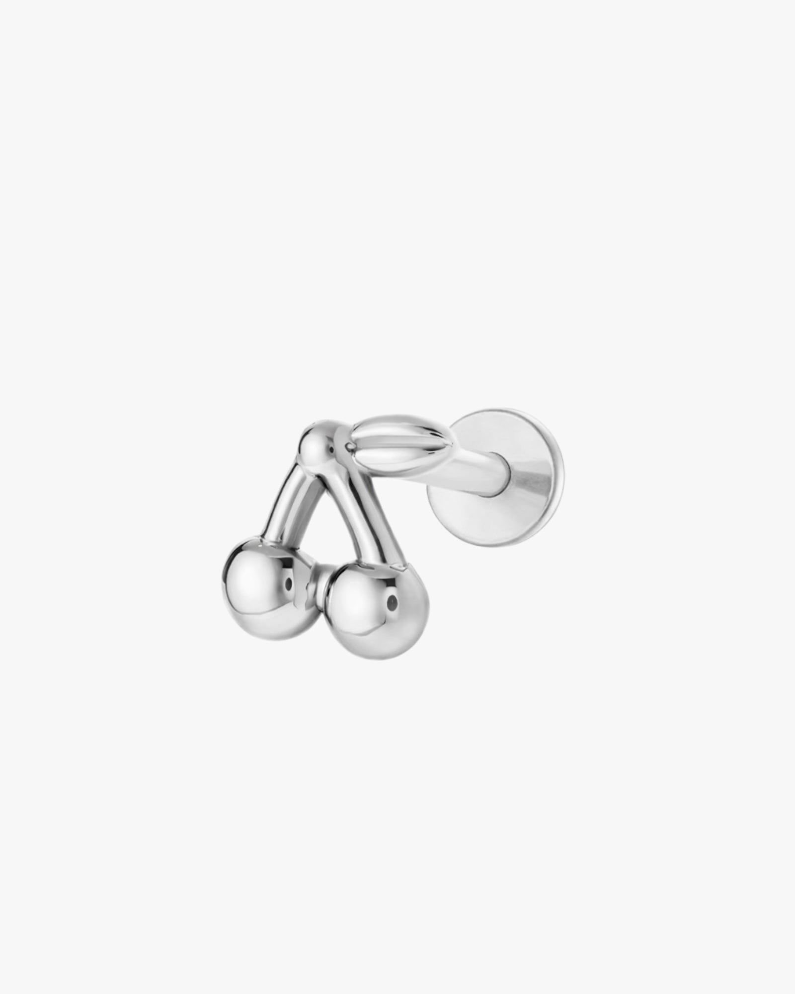 Gold plated titanium cherry stud piercing in silver  – Cherry Bomb