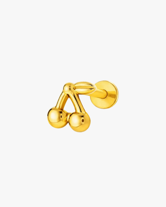 Gold plated titanium cherry stud piercing in gold – Cherry Bomb