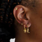 Gold plated cowboy boot charm hoop earrings in ear – Cowgirl Hoops