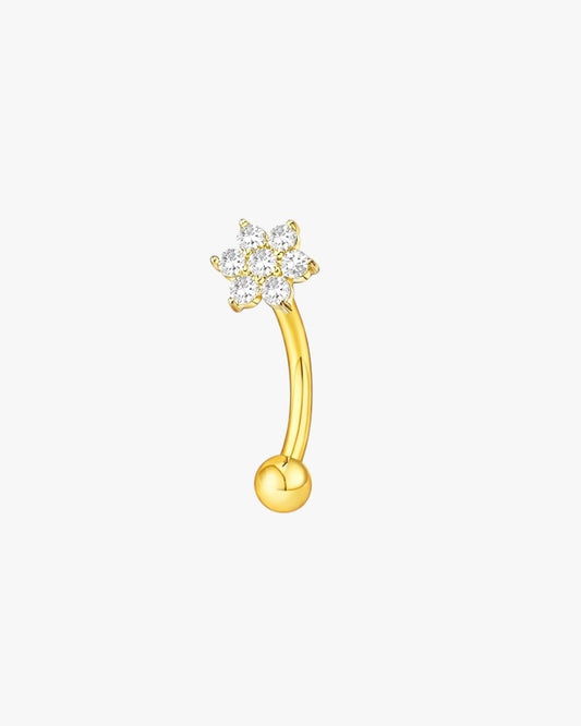 Crystal Blossom Titanium Curved Barbell 16G – Fiora