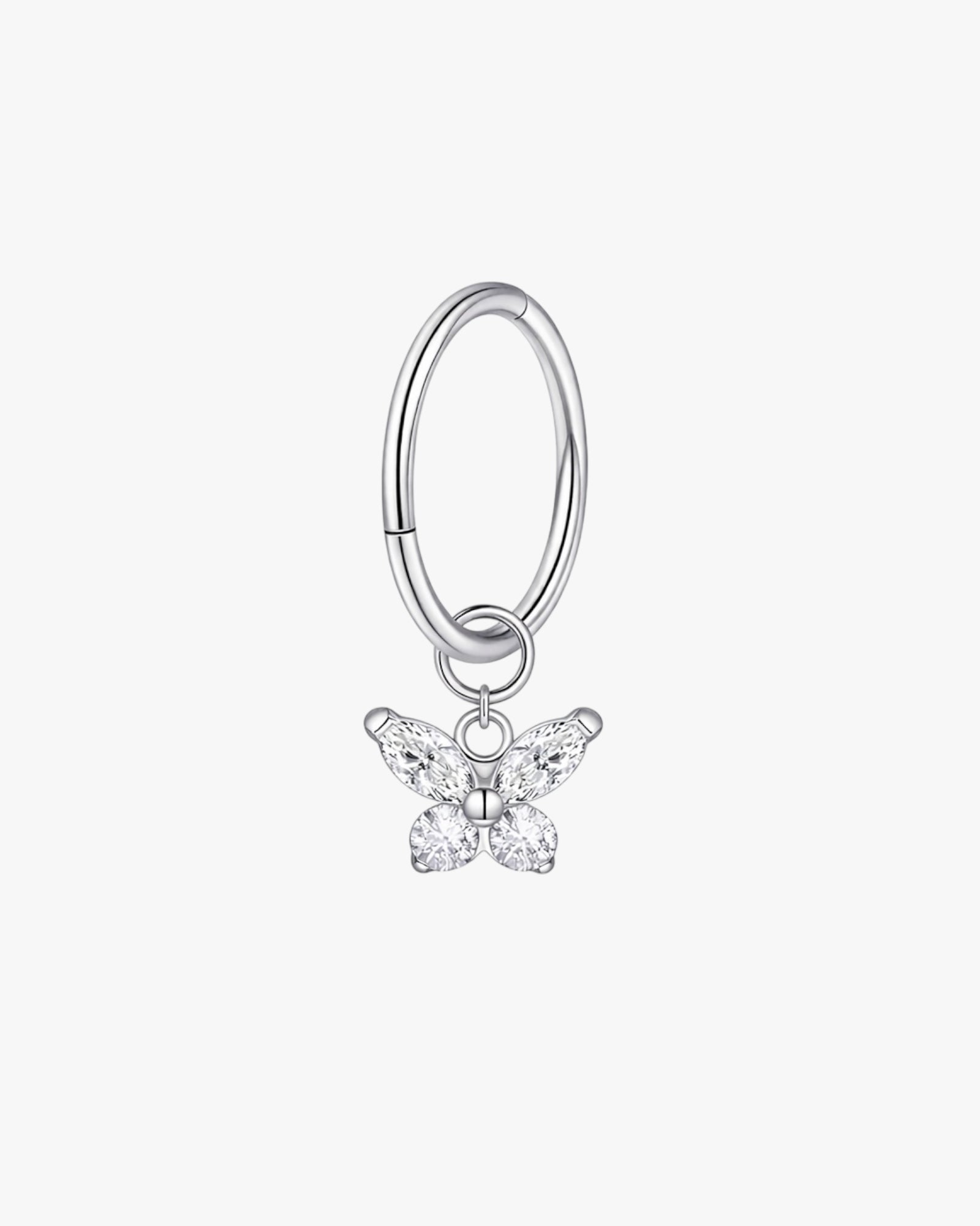 Crystal Butterfly Charm Titanium Hinged Hoop 16G 6mm – Danube