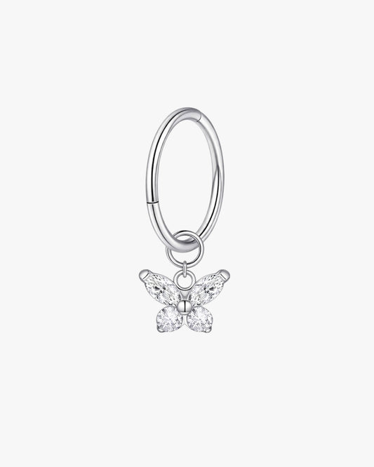 Crystal Butterfly Charm Titanium Hinged Hoop 16G 6mm – Danube