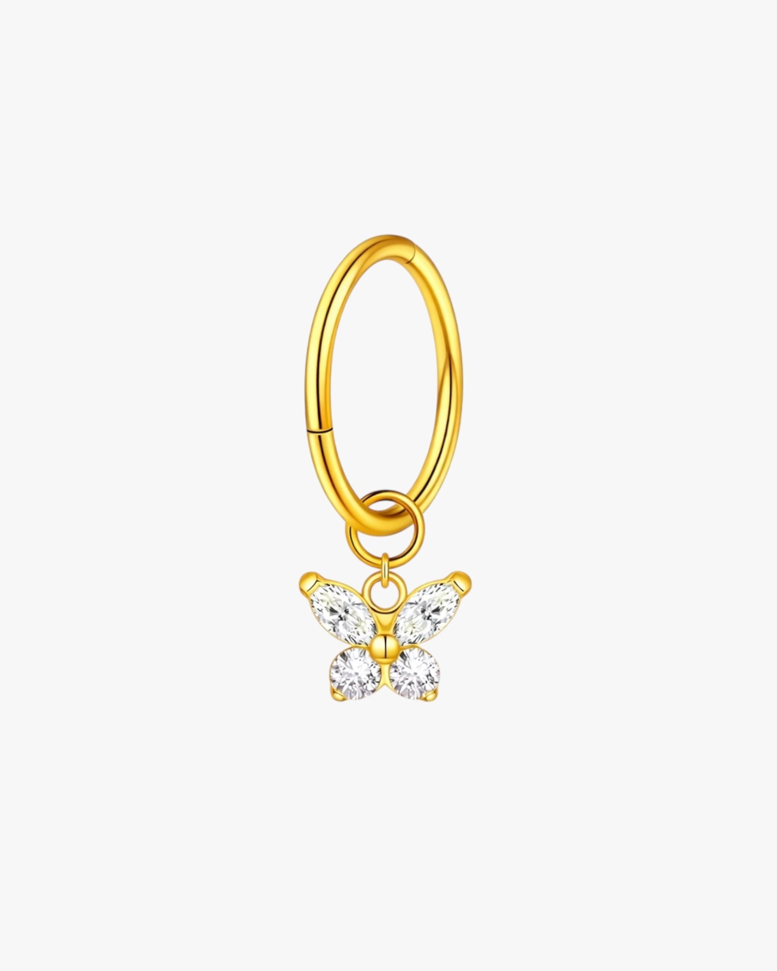Crystal Butterfly Charm Titanium Hinged Hoop 16G 6mm – Danube