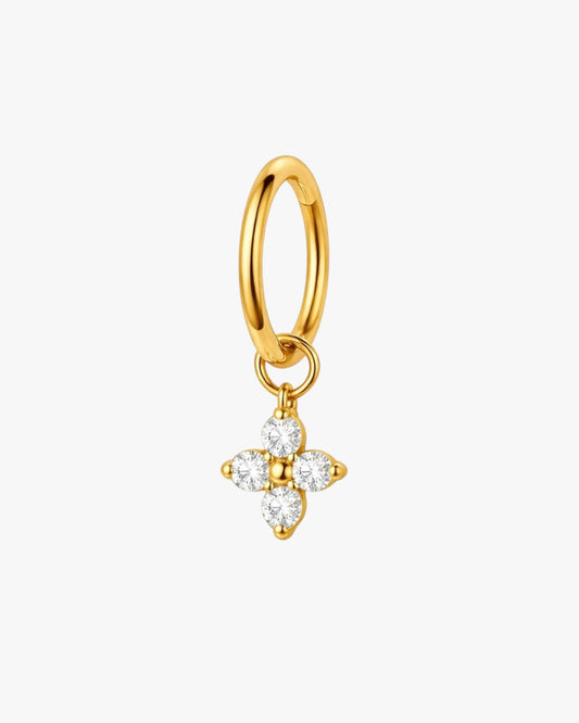 Crystal Flower Charm Titanium Hinged Hoop 16G 6mm – Verona