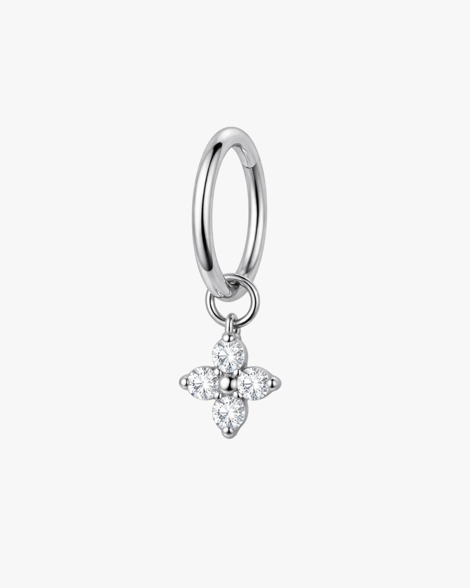 Crystal Flower Charm Titanium Hinged Hoop 16G 6mm – Verona