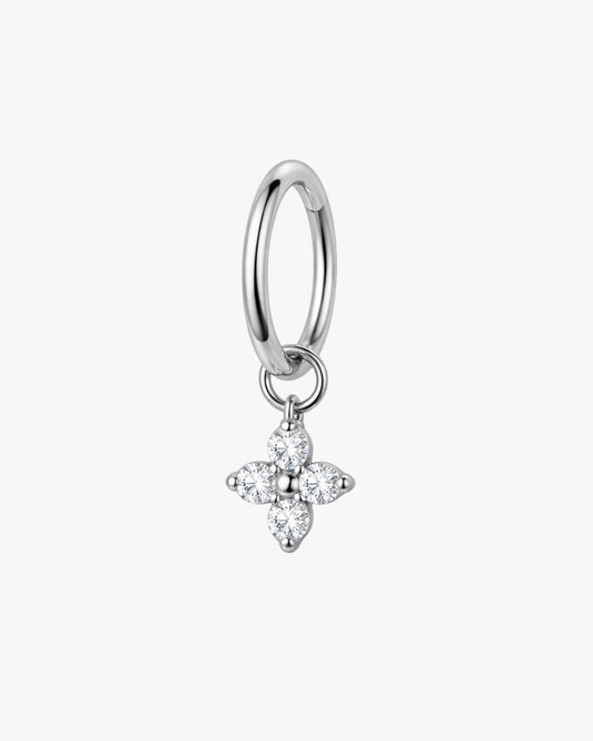 Crystal Flower Charm Titanium Hinged Hoop 16G 6mm – Verona