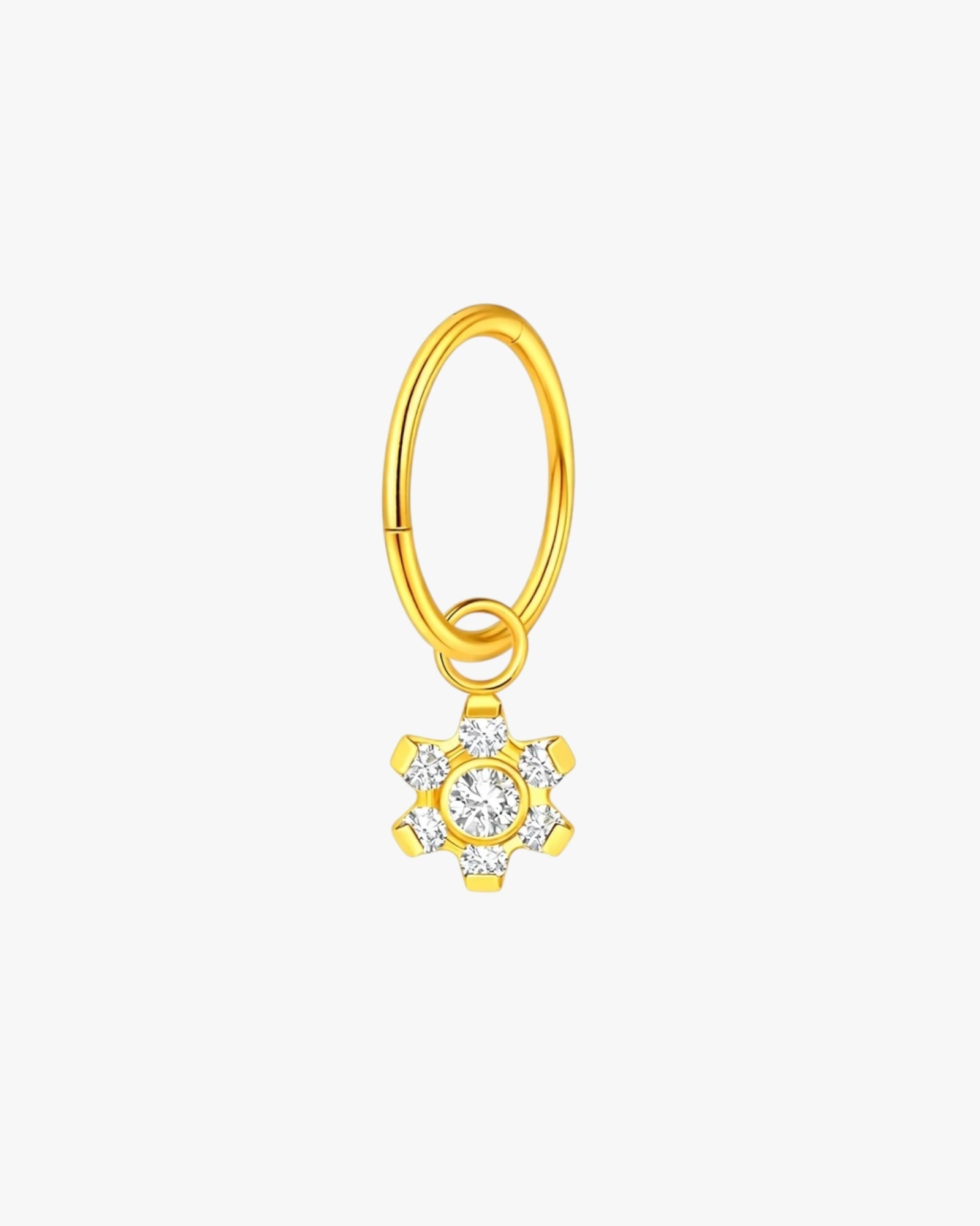Crystal Sunburst Charm Titanium Hinged Hoop 16G 6mm – Santorini