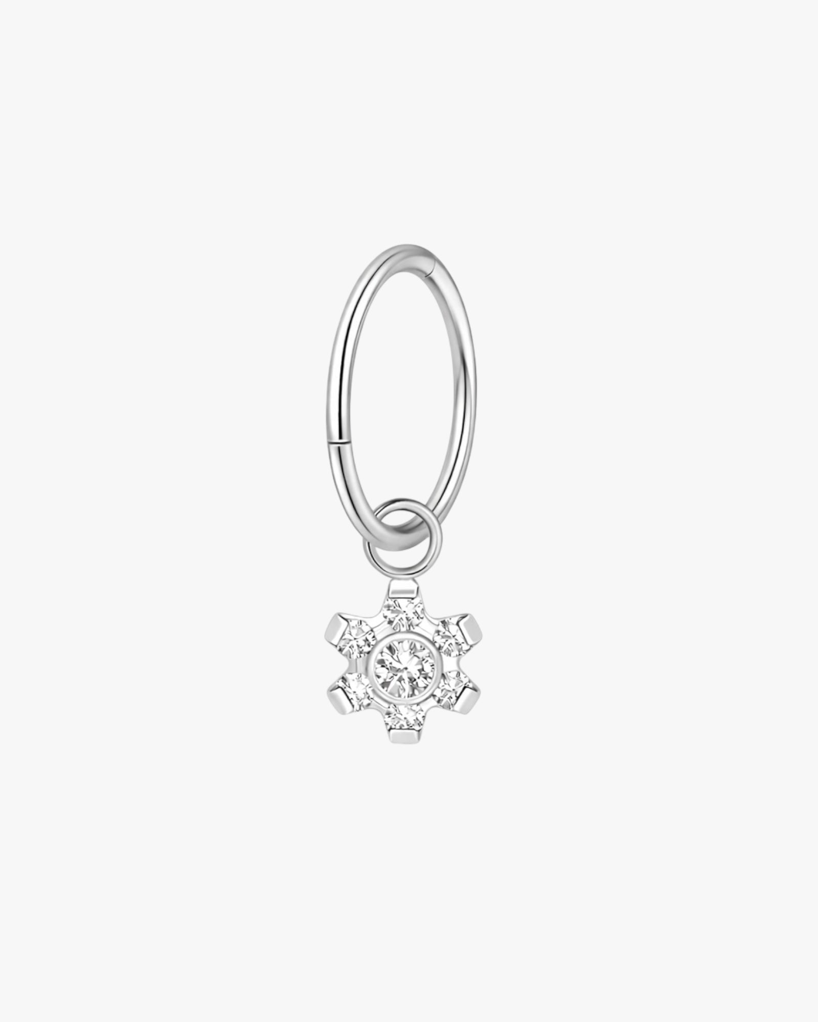 Crystal Sunburst Charm Titanium Hinged Hoop 16G 6mm – Santorini
