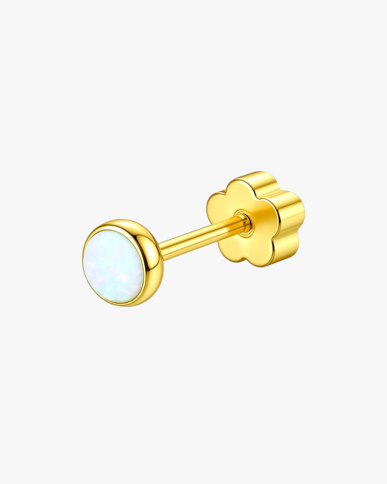 Baby blue crystal stud piercing titanium in gold