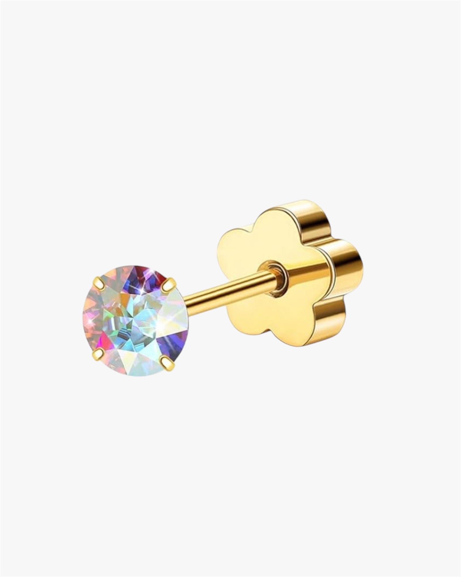 Double Headed Rainbow Stud in gold