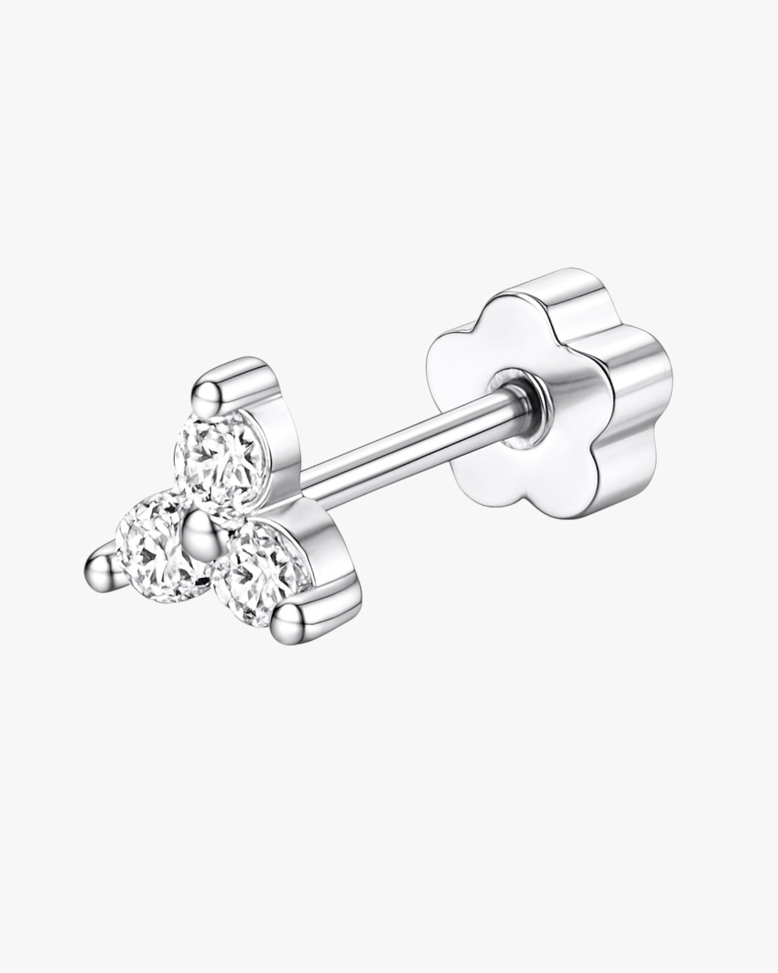 Double Headed Trinity Stud in silver