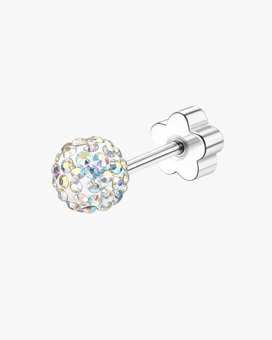 Sparkling crystal sphere flat back stud piercing for helix cartilage or lobe
