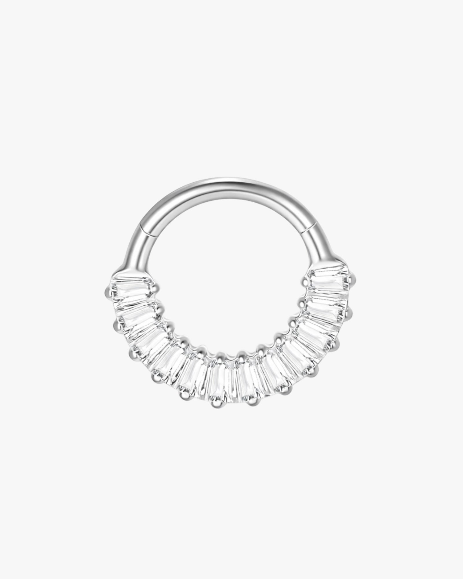 G23 Titanium Crystal Clicker Hoop in silver – Kyoto