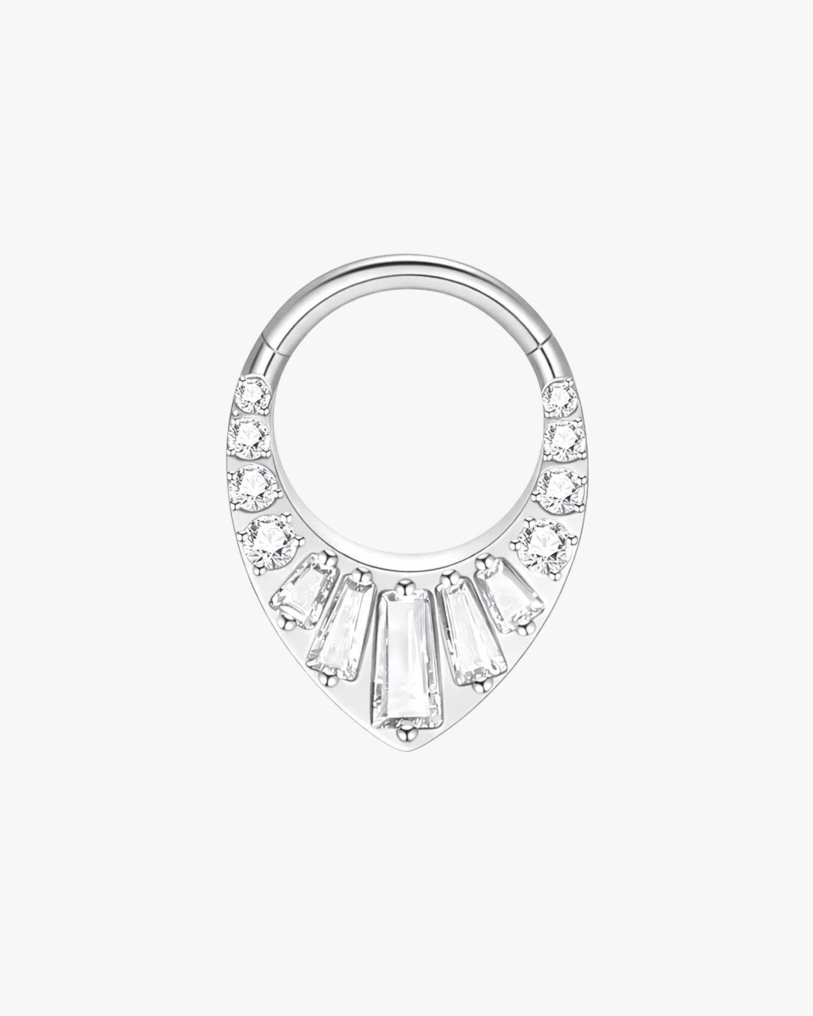 G23 Titanium Crystal Crown Clicker Hoop in silver – Petra