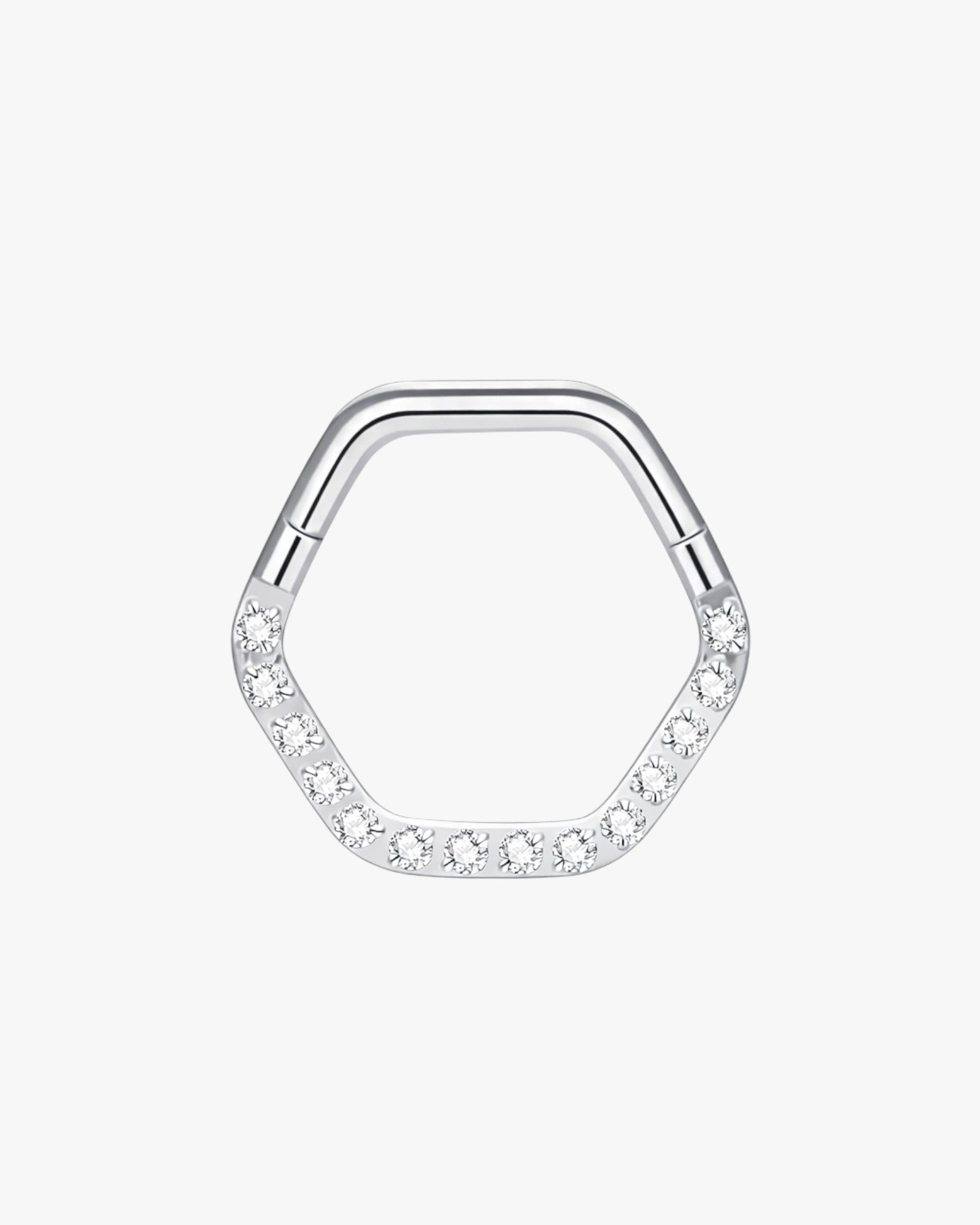 G23 Titanium Geometric Crystal Clicker Hoop in silver – Oslo