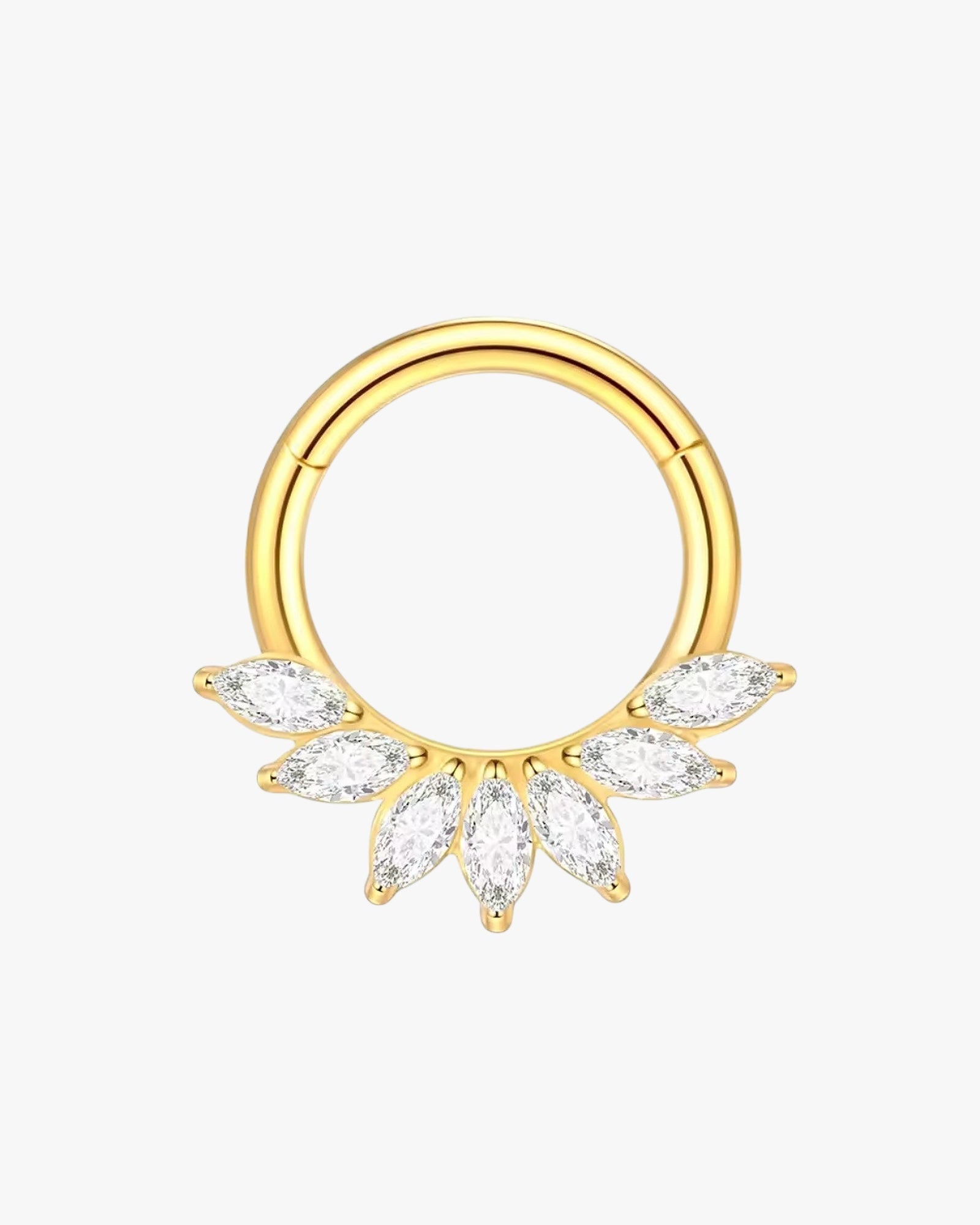 G23 Titanium Marquise Crystal Clicker Hoop in gold – Valencia