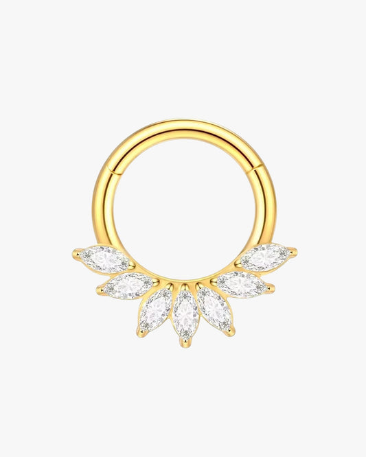 G23 Titanium Marquise Crystal Clicker Hoop in gold – Valencia