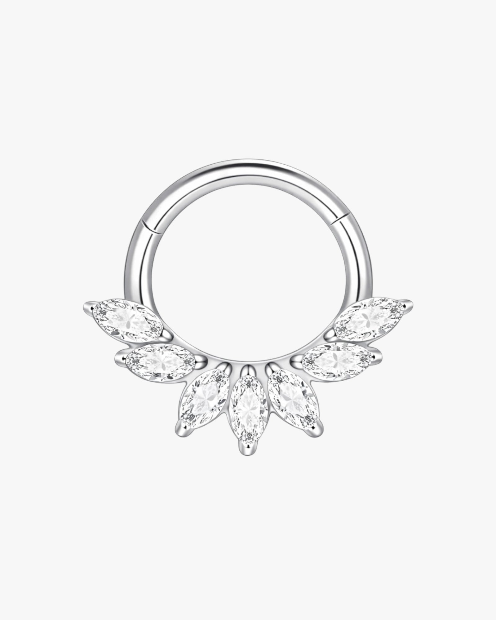 G23 Titanium Marquise Crystal Clicker Hoop in silver – Valencia