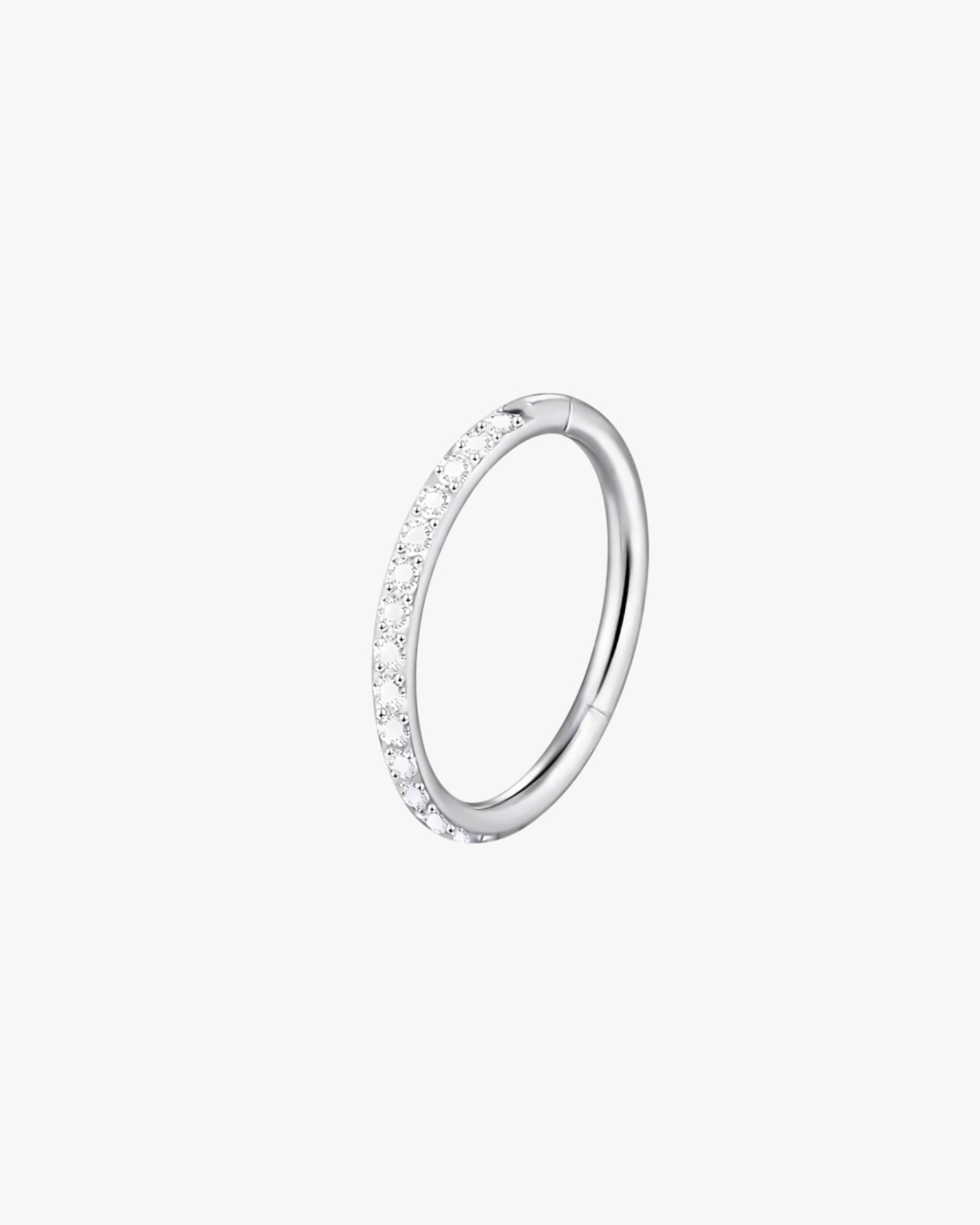 G23 Titanium Pavé Crystal Clicker Hoop in silver – Milan
