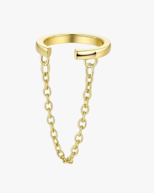 Gold plated chain ear cuff in gold – Cybix