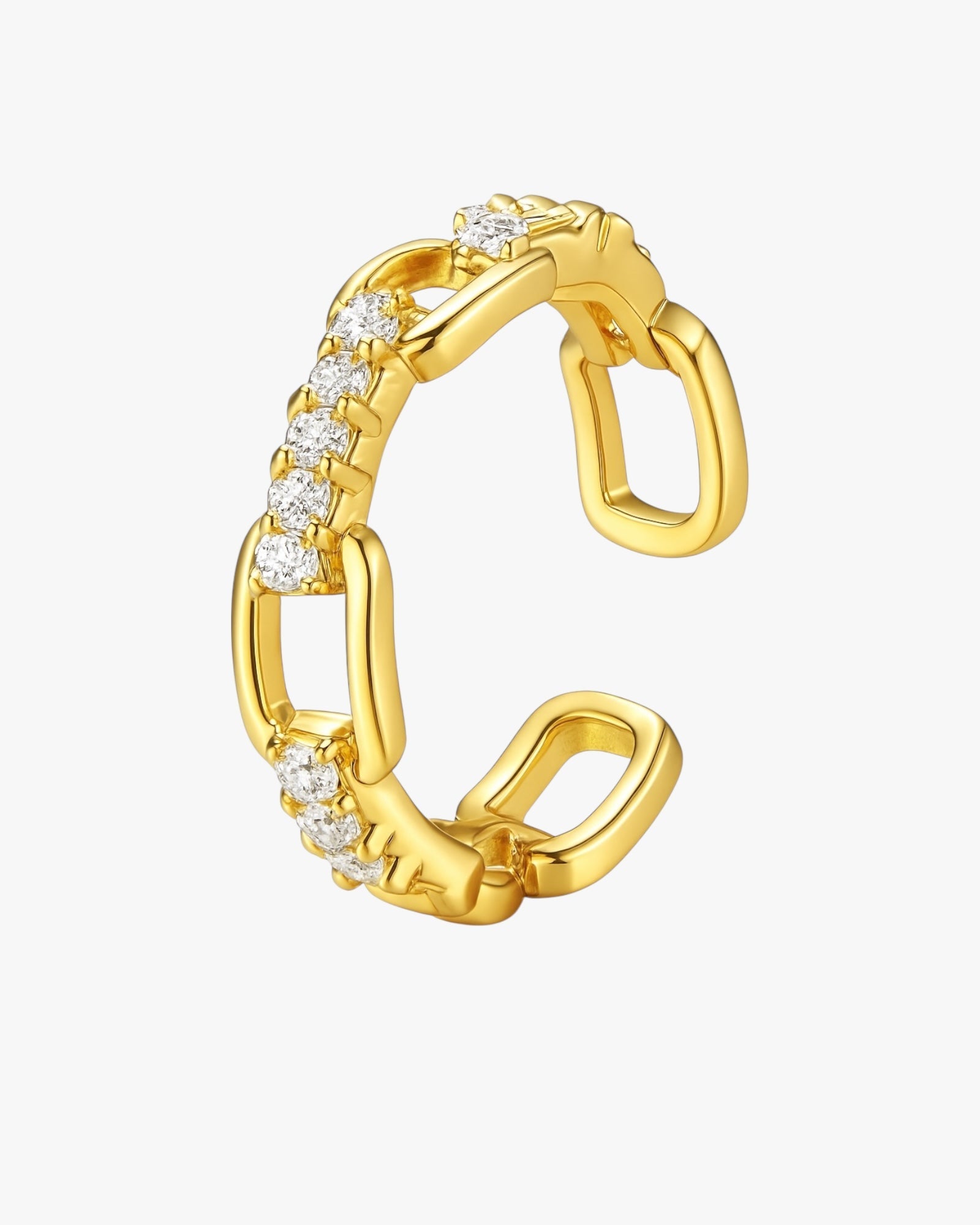 Gold plated zirconia pavé ear cuff in gold– Marin