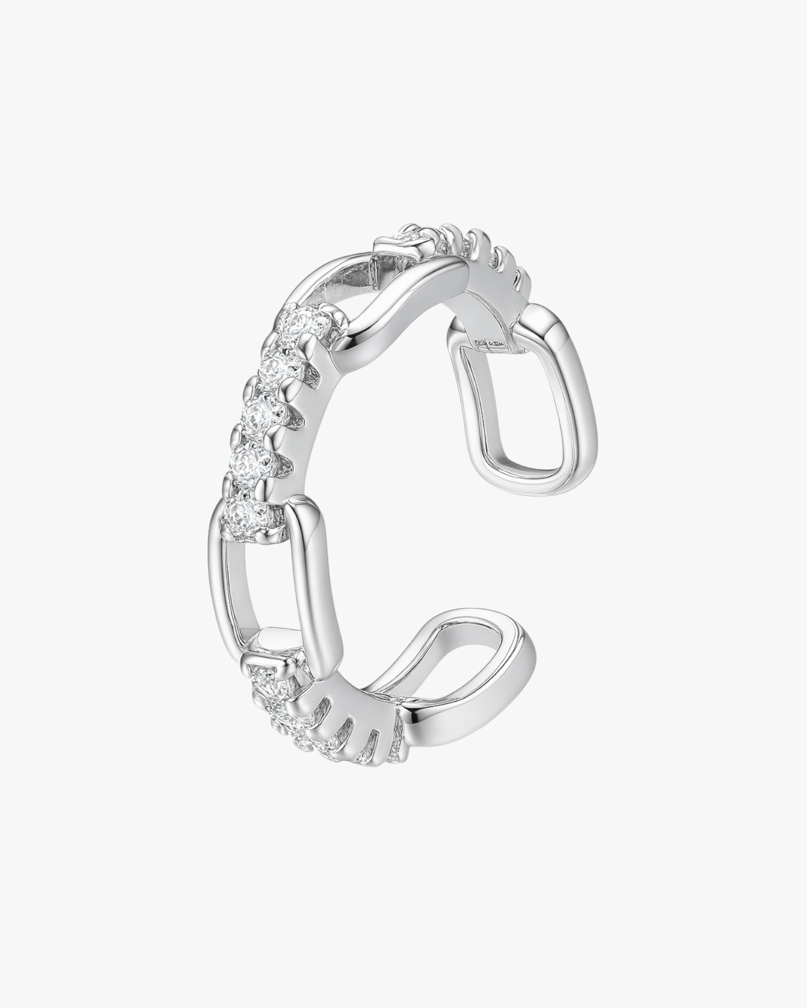 Gold plated zirconia pavé ear cuff in silver – Marin