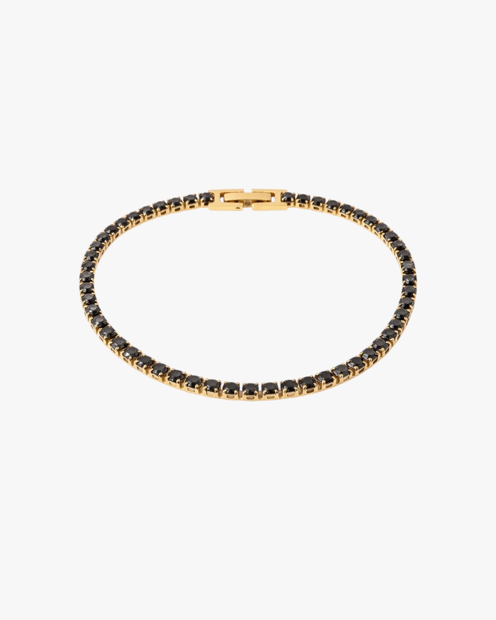 Minimalist gold tennis bracelet with zircon stones, 18K gold plated stainless steel design
