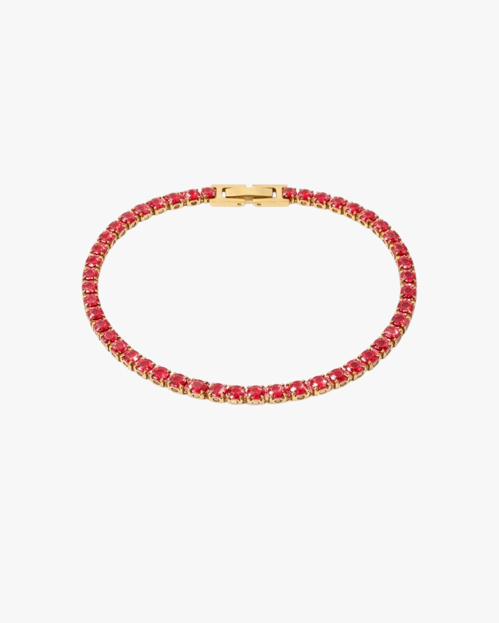 Minimalist gold tennis bracelet with zircon stones, 18K gold plated stainless steel design