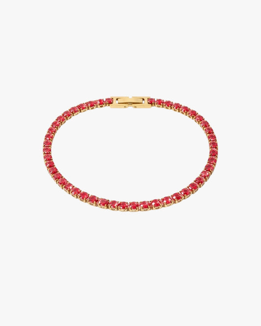 Minimalist gold tennis bracelet with zircon stones, 18K gold plated stainless steel design