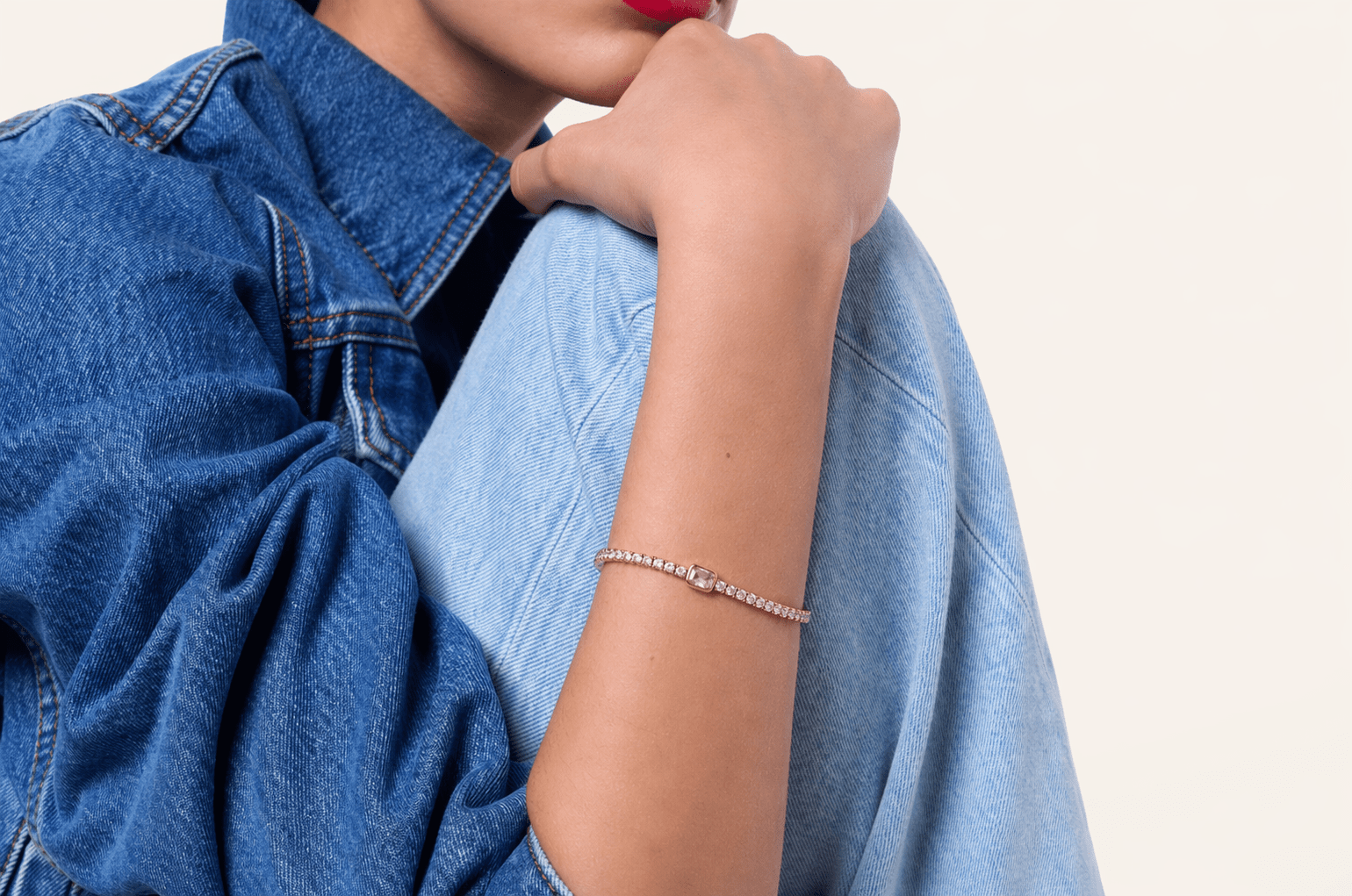 Gold Plated Stainless Steel Bracelet worn on a persons wrist