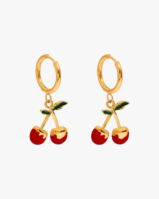 Gold Plated Stainless Steel Cherry Earrings – Cerelia