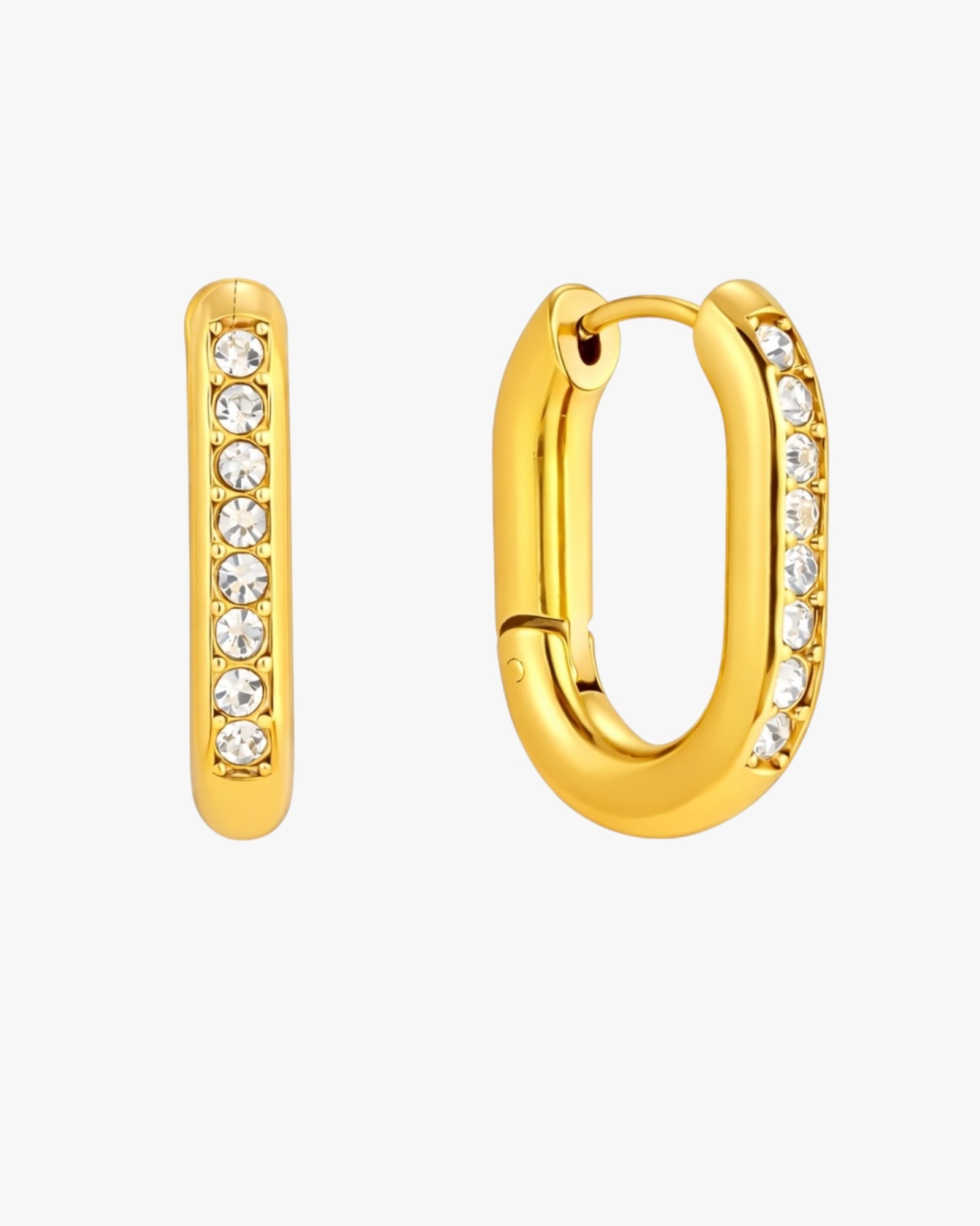 Gold Plated Stainless Steel Crystal Hoop Earrings – Lumina