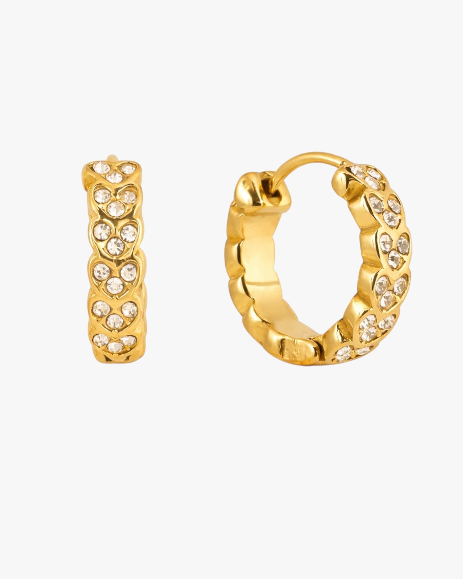 Gold Plated Stainless Steel Crystal Mini Hoop Earrings – Celeste