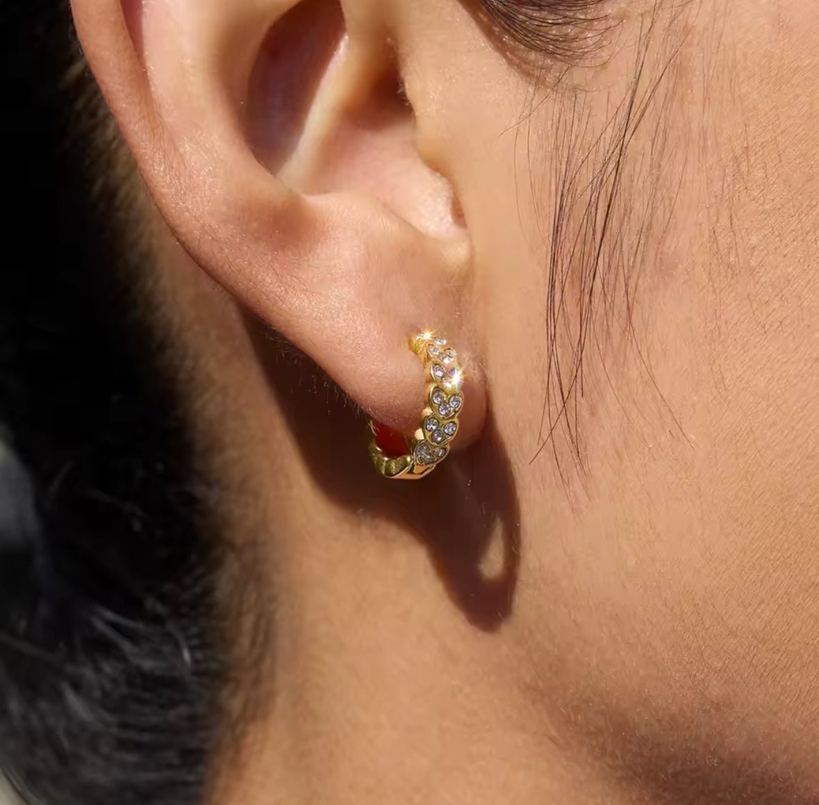 Gold Plated Stainless Steel Crystal Mini Hoop Earrings – Celeste