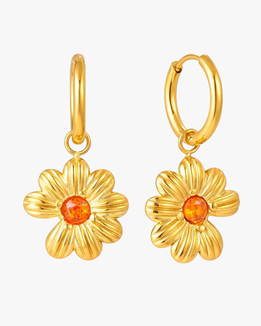 Gold Plated Stainless Steel Flower Drop Earrings – Solara