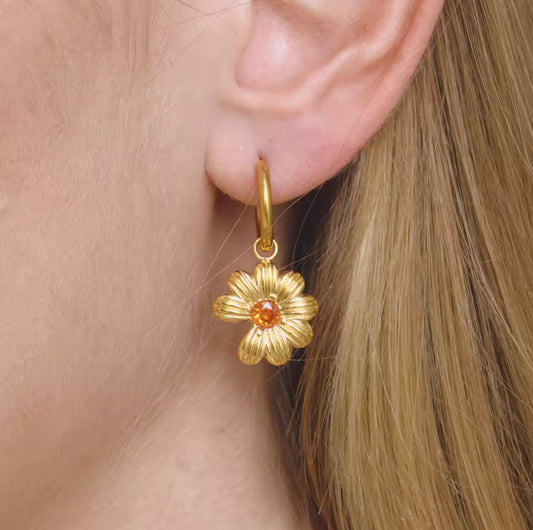 Gold Plated Stainless Steel Flower Drop Earrings – Solara